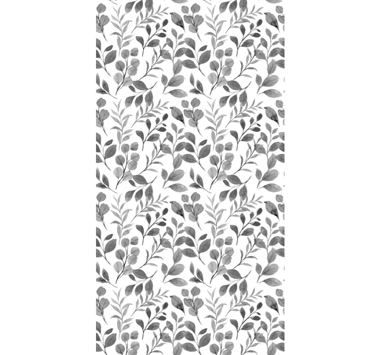 Grey pattern on white background leaves wallpaper - TenStickers