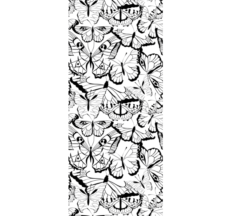 Elegant black and white motif butterflies wallpaper - TenStickers