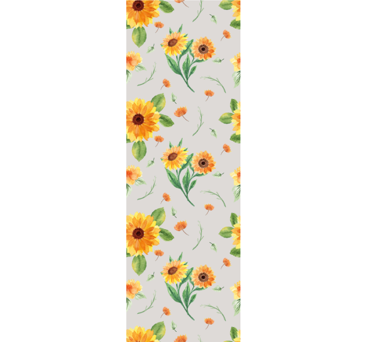 Sunflower grey pattern flowers wallpaper - TenStickers