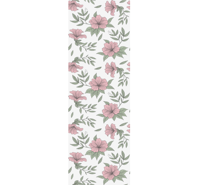 Pink floral motif wallpaper for dining area - TenStickers