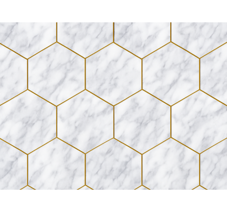 Hexagonal marble tile living area wallpaper - TenStickers
