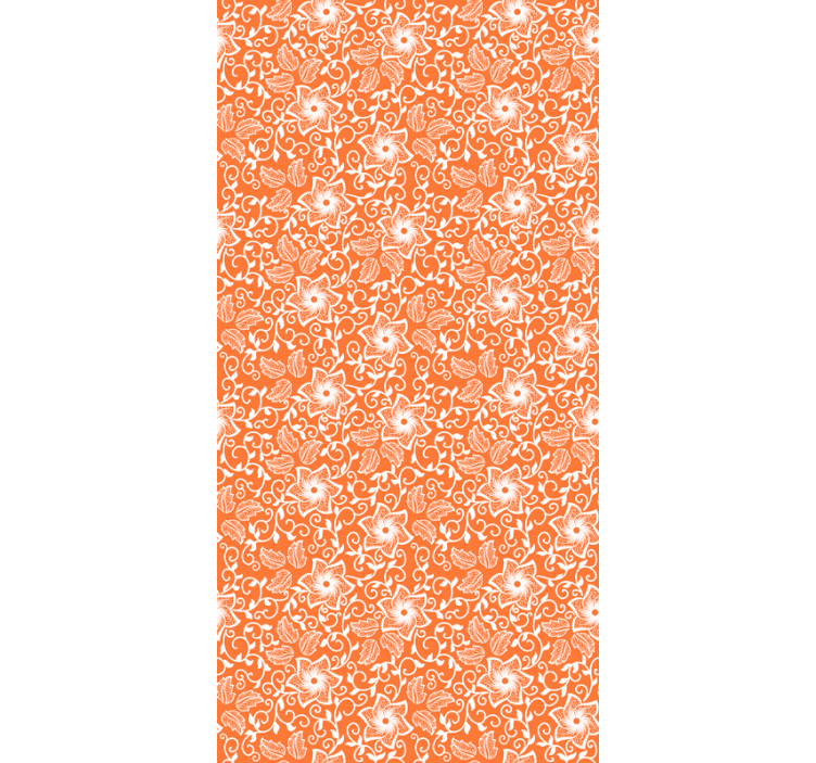 Flowers wallpaper paisley orange design - TenStickers