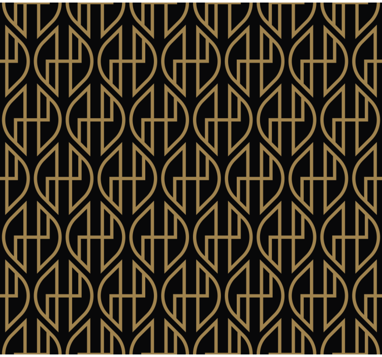 Living area wallpaper in black and gold lines - TenStickers