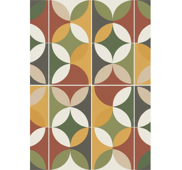 Living area wallpaper in abstract geometric earthtones - TenStickers