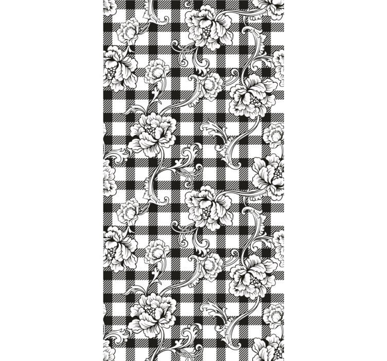Ornamental wallpaper floral check design - TenStickers