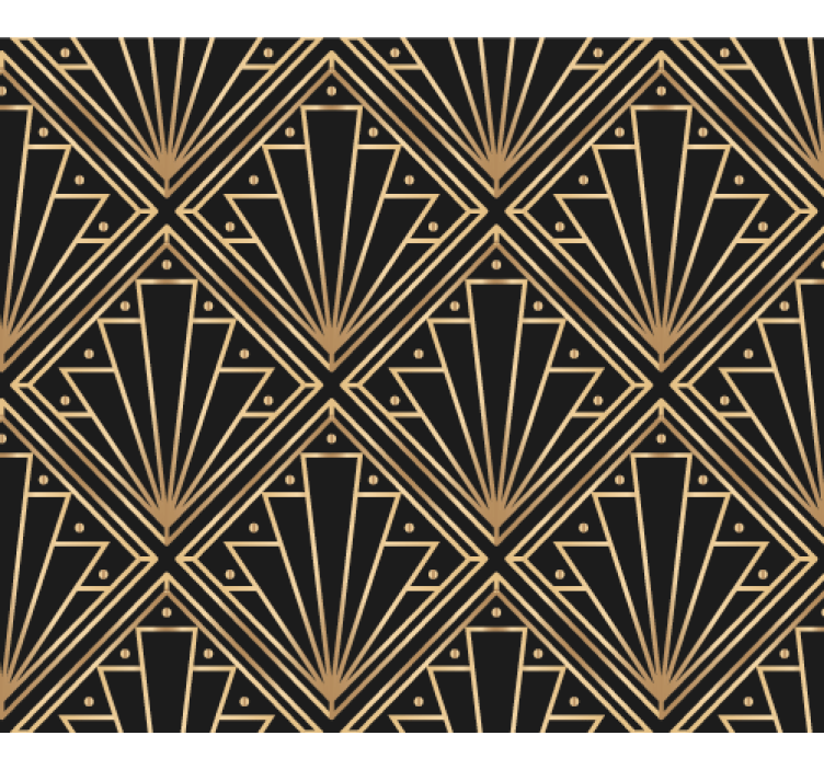 Textured wallpaper golden and black square pattern - TenStickers