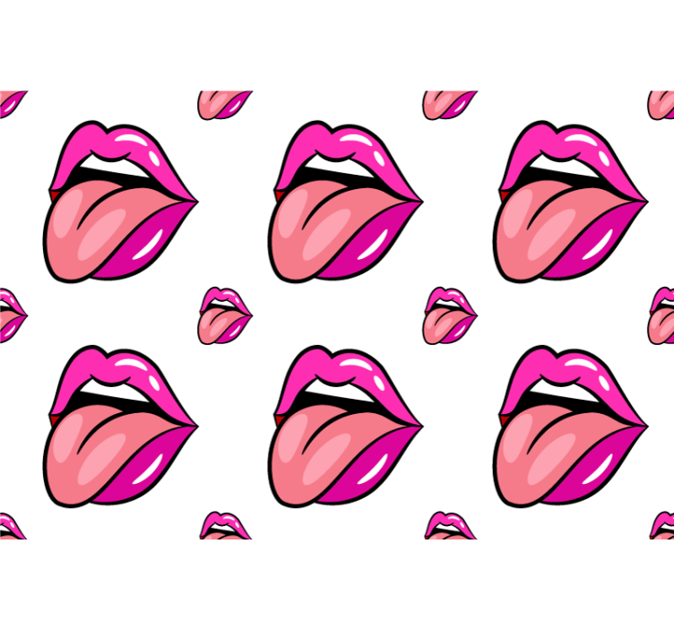 Playful lip motif wall paper in bedroom - TenStickers