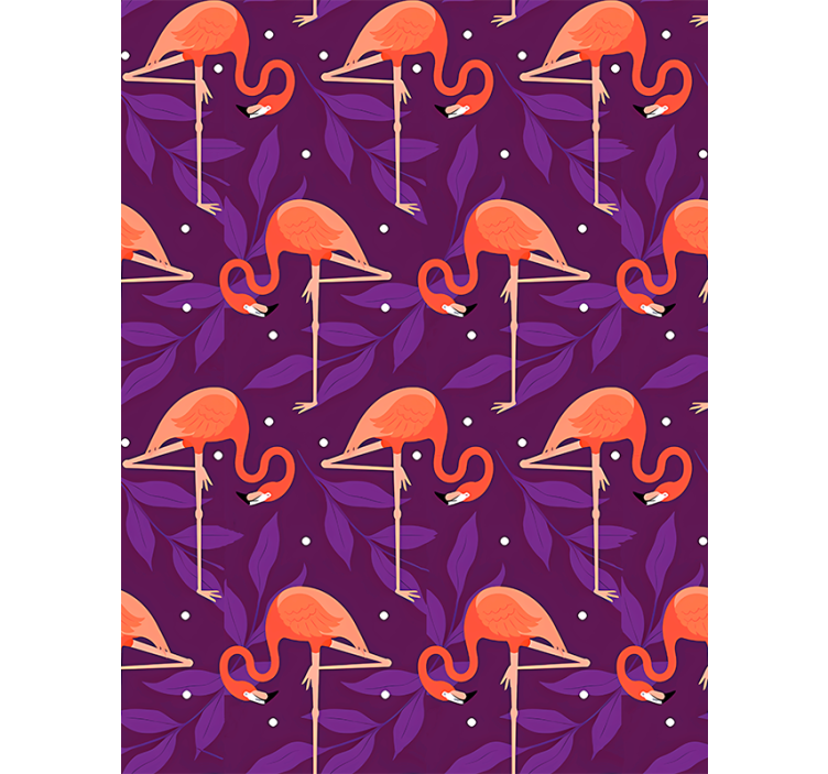 Birds in wallpaper pink tropical flamingos - TenStickers