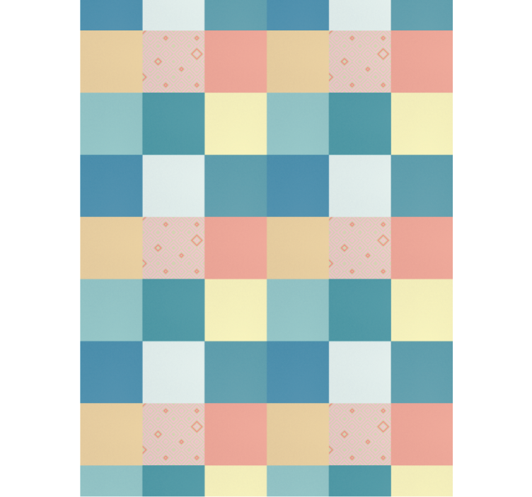 Hallway wallpaper in colorful retro patchwork pattern - TenStickers