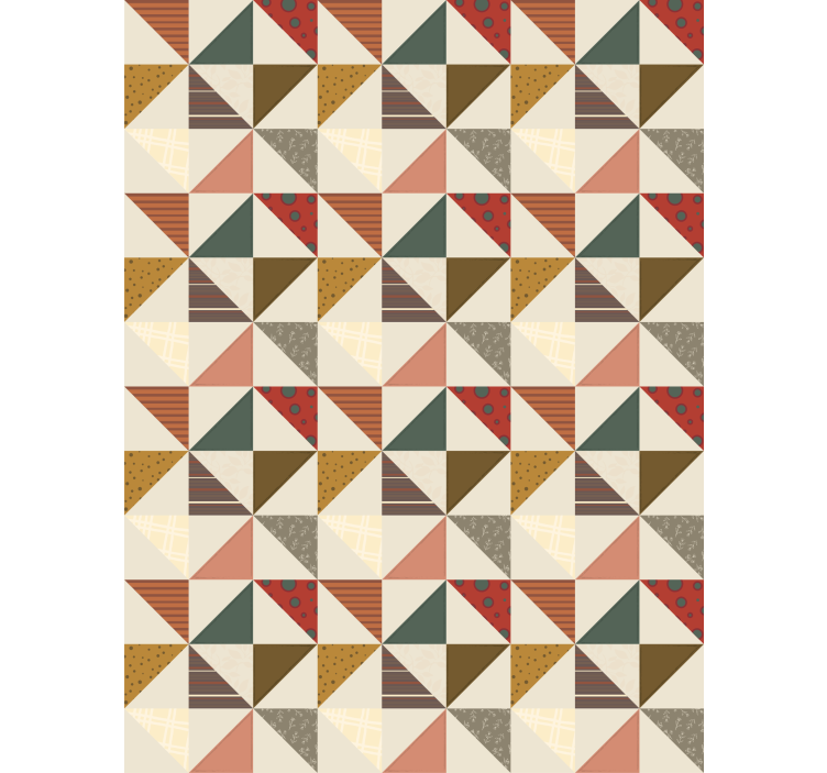 Wallpaper for dining area with patchwork triangle design - TenStickers