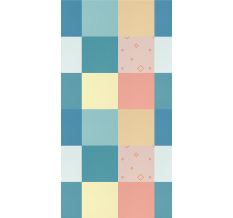 Wallpaper for dining area geometric pastel checkerboard - TenStickers