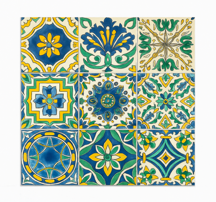 Tile effect wallpaper mediterranean style tiles - TenStickers
