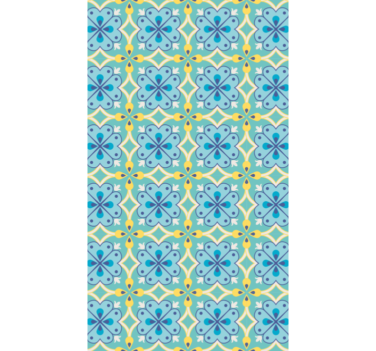 Tile effect wallpaper with blooming elements - TenStickers