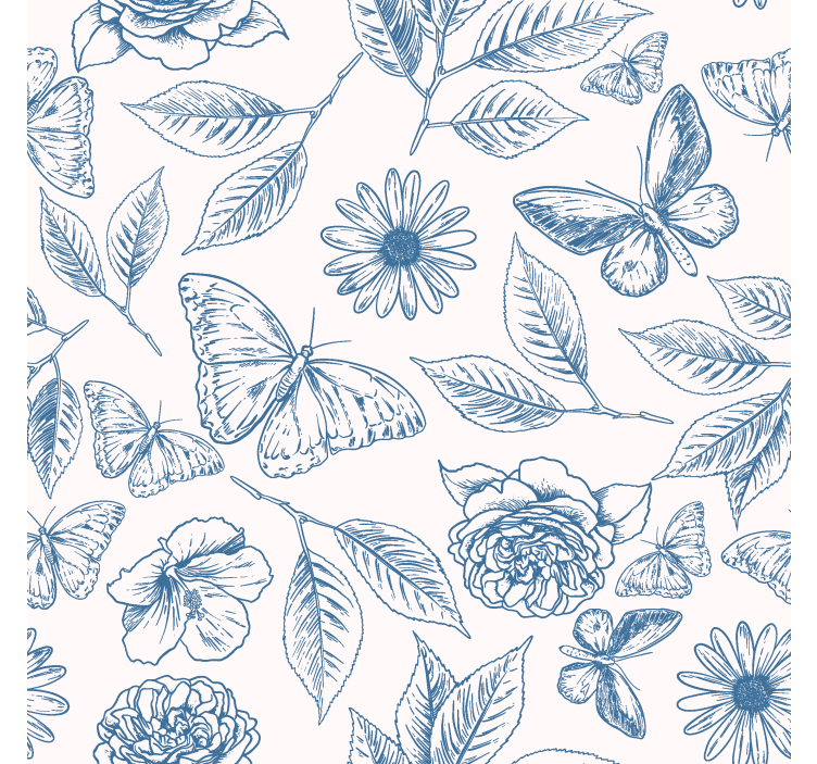 Butterflies wallpaper with floral design - TenStickers