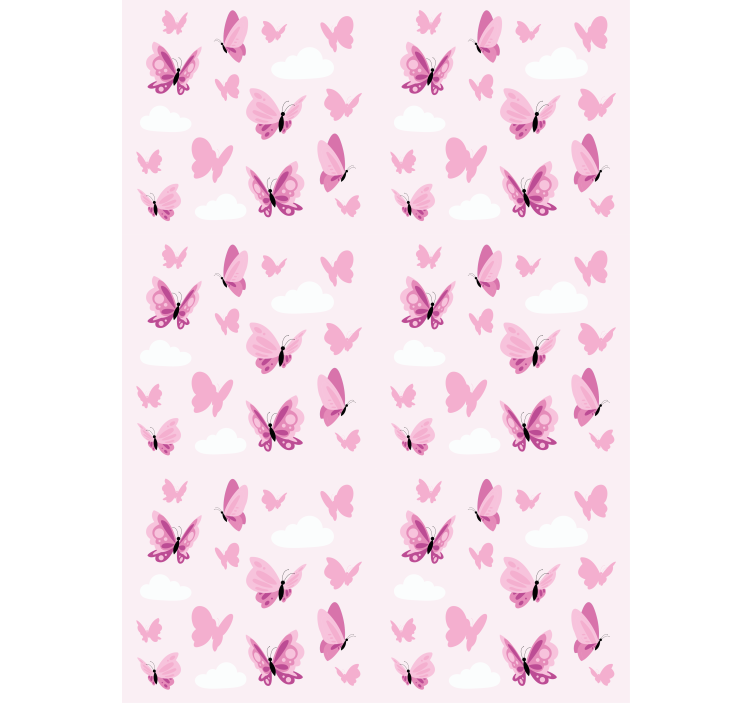 Butterflies wallpaper in pink and cloud patterns - TenStickers