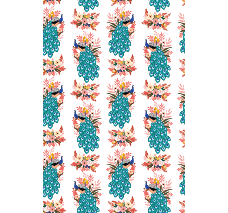 Hallway wallpaper peacocks amidst florals - TenStickers