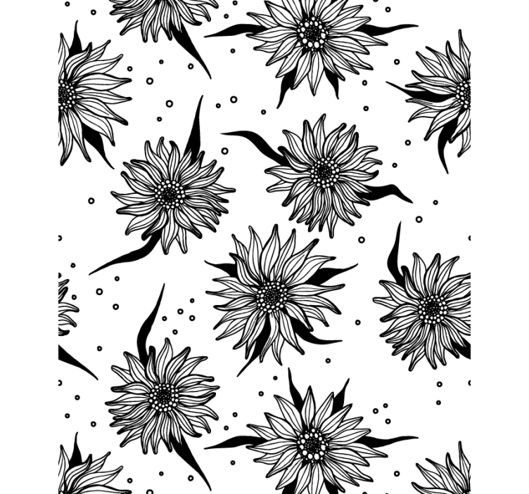 Hallway wallpaper black and white sunflowers - TenStickers
