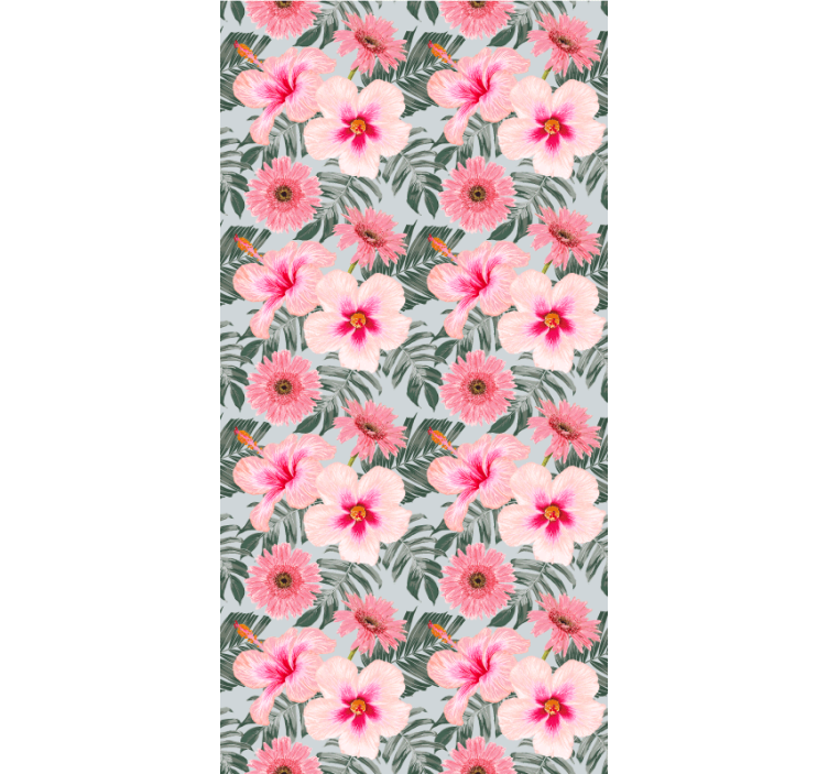 Hibiscus and flowers hallway wallpaper - TenStickers