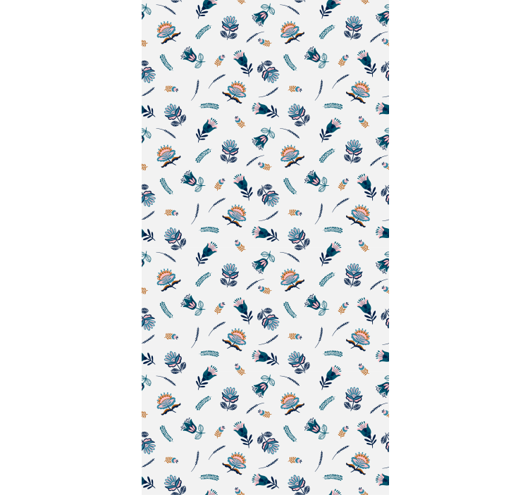 Hallway wallpaper in blue folk art design - TenStickers