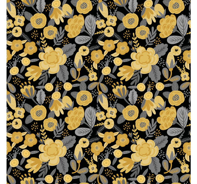 Hallway wallpaper with yellow botanical design - TenStickers