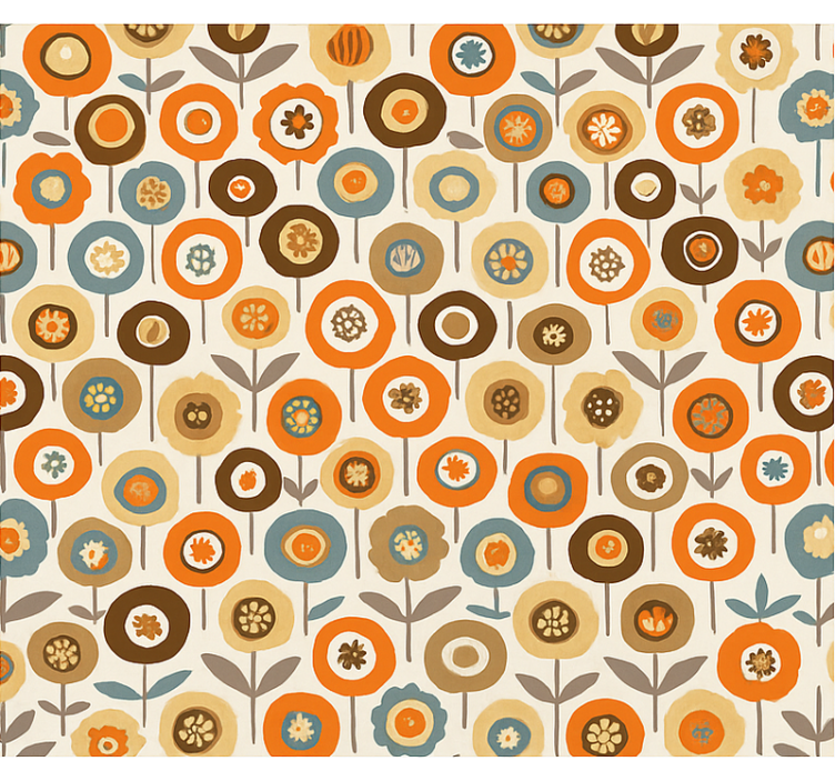 Nordic wallpaper colourful vintage flowers - TenStickers