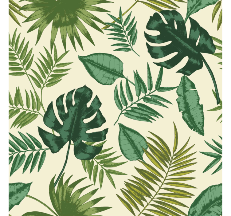 Living area wallpaper leafy tropical design - TenStickers