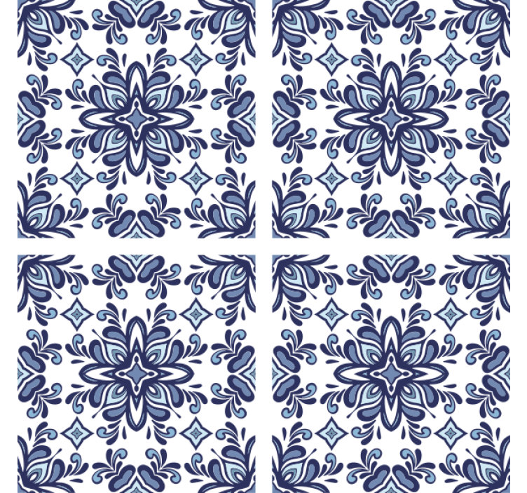 Tile effect wallpaper blue moroccan design - TenStickers