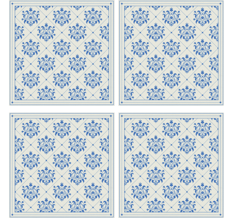 Tile effect wallpaper floral and ornamental design - TenStickers
