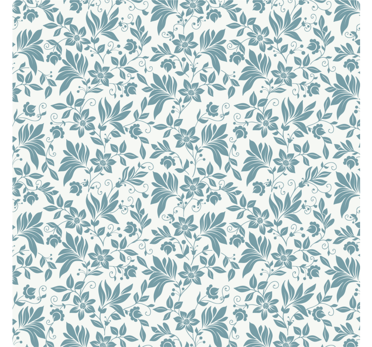 Tile effect wallpaper turquoise floral design - TenStickers