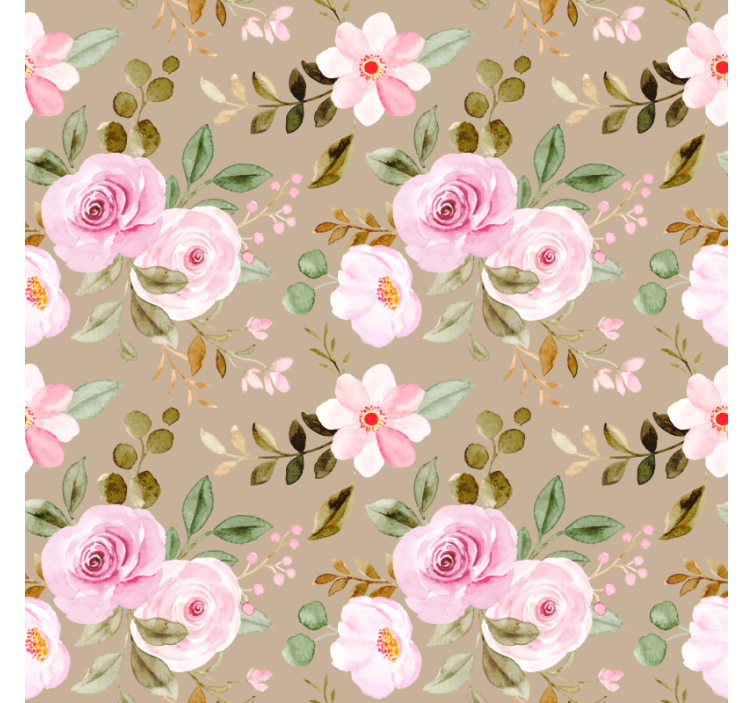 Flowers wallpaper vintage beige roses design - TenStickers