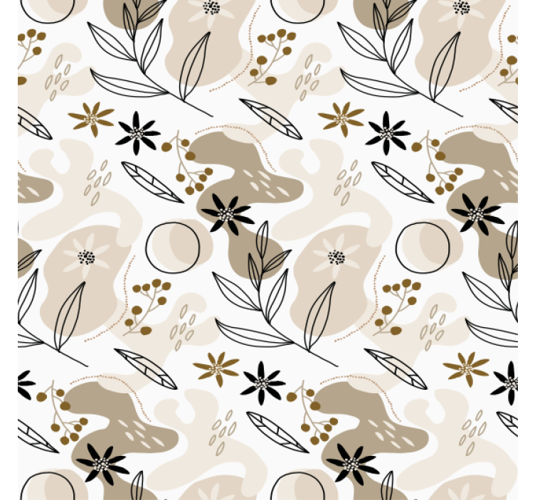 Flowers wallpaper stylish pink and beige leaves pattern - TenStickers