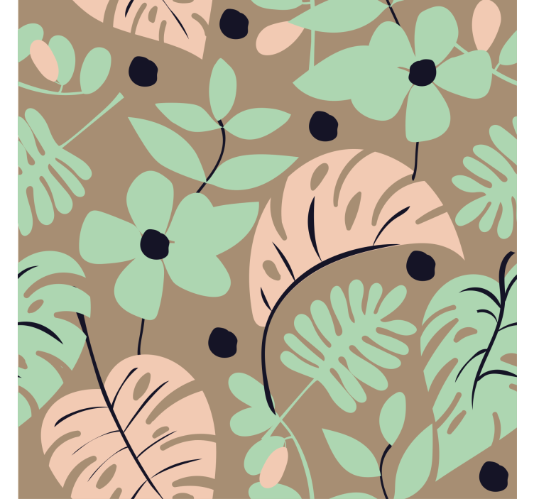 Flowers wallpaper in pastel color monstera design - TenStickers