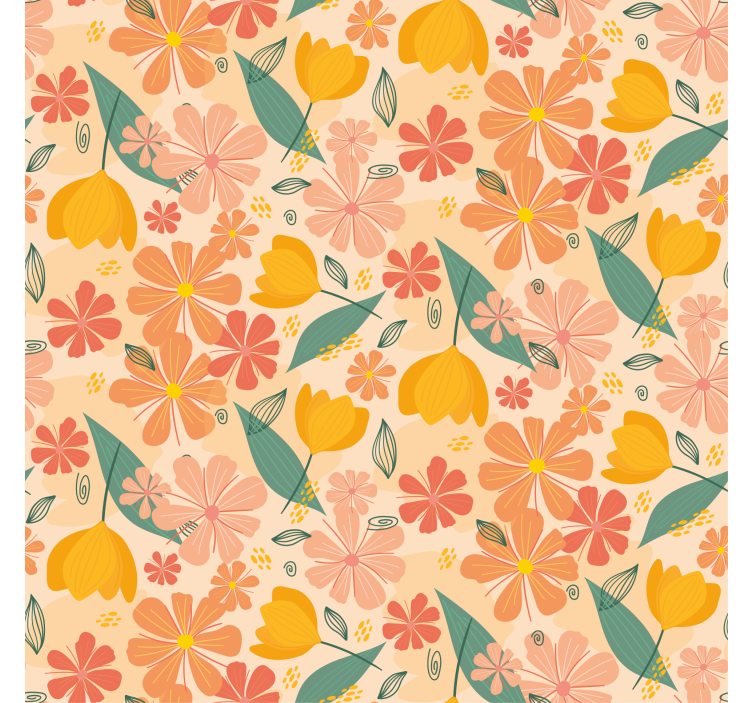 Flowers wallpaper colorful vintage leaves and flowers - TenStickers