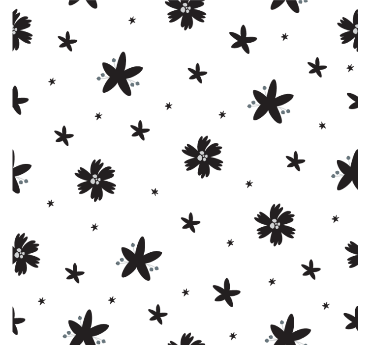 Flowers wallpaper in black and white ink design - TenStickers