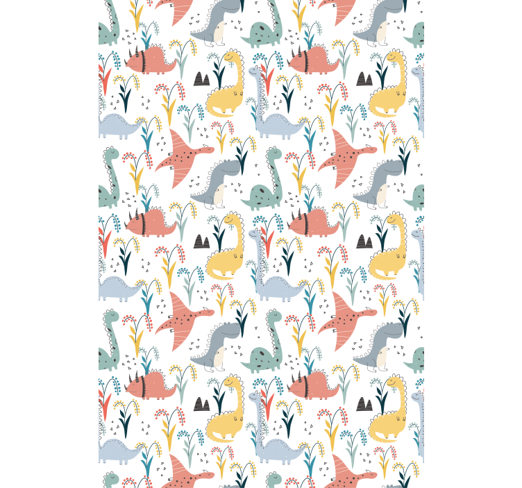 Dinosaurs wallpaper with scandinavian colorful design - TenStickers