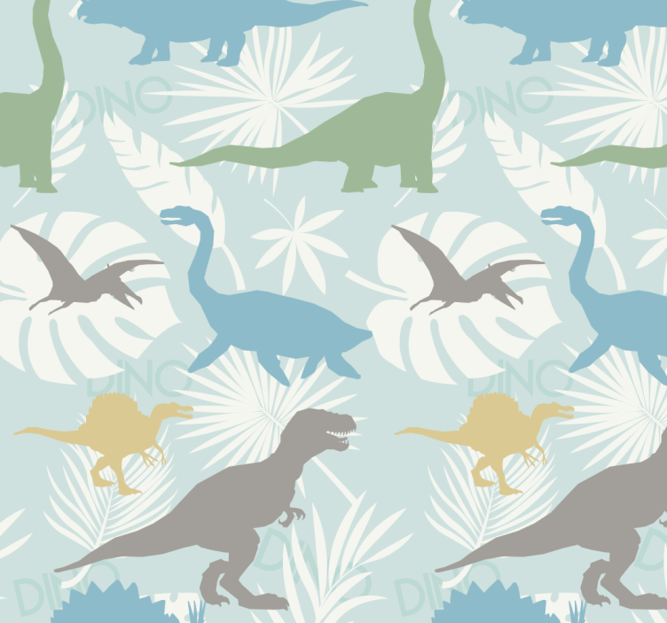 Dinosaurs wallpaper in pastel color pattern - TenStickers