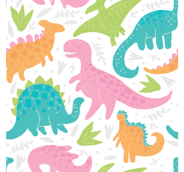 Dinosaurs wallpaper in soft pastel colors - TenStickers