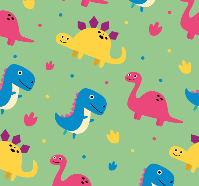 Dinosaurs wallpaper in vibrant colors - TenStickers