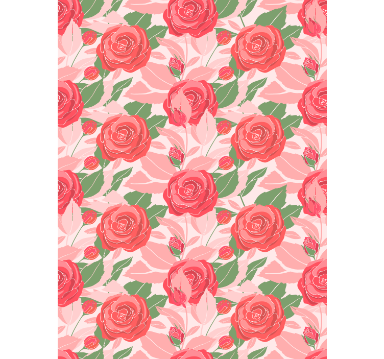 Wallpaper office roses on a pink background - TenStickers