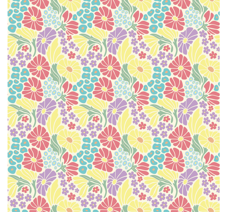 Living area wallpaper pastel flowers - TenStickers