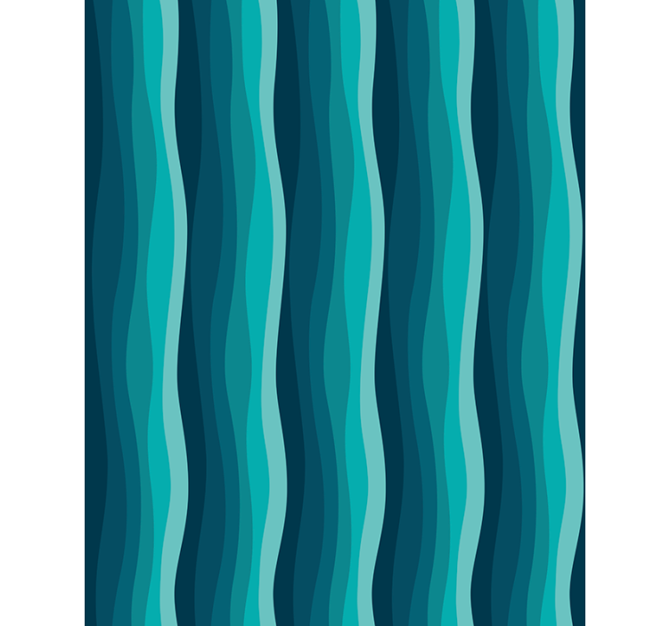 Living area wallpaper wavy blue pattern - TenStickers