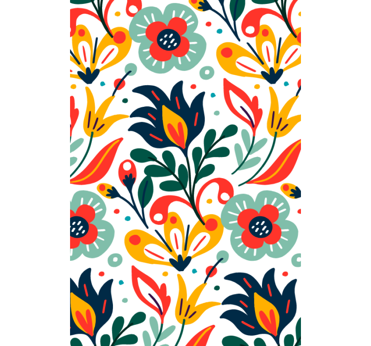 Contemporary wallpaper with multicolor flowers - TenStickers