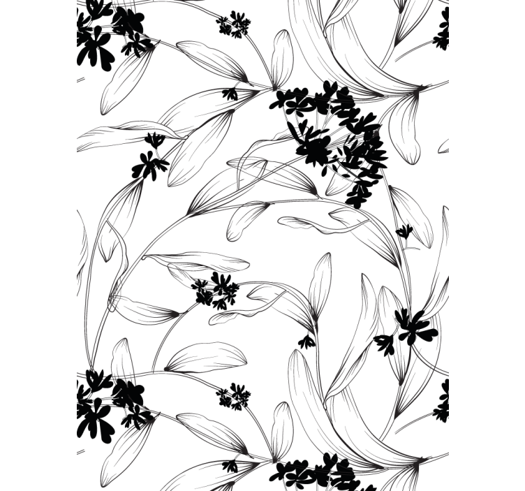 Contemporary wallpaper black leaves pattern - TenStickers
