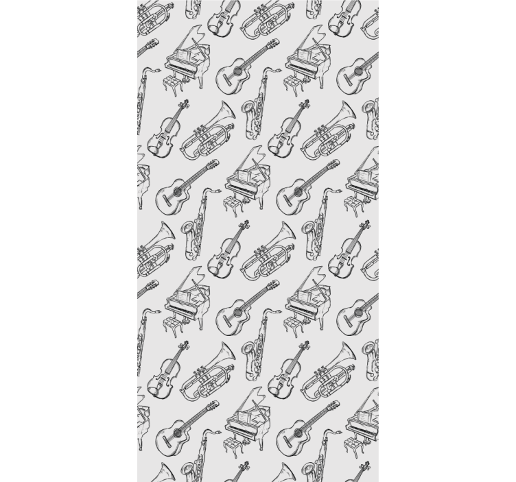 Contemporary wallpaper hand-drawn musical instruments - TenStickers