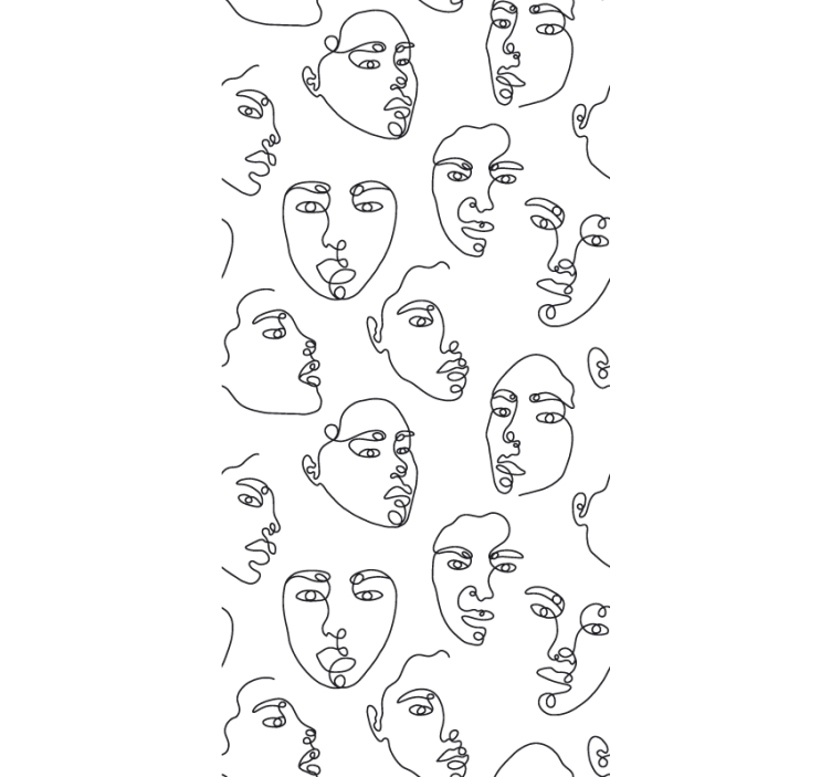 Contemporary wallpaper line art faces design - TenStickers