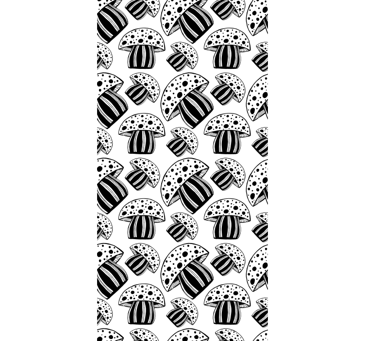 Contemporary wallpaper black and white ethnic fungi - TenStickers