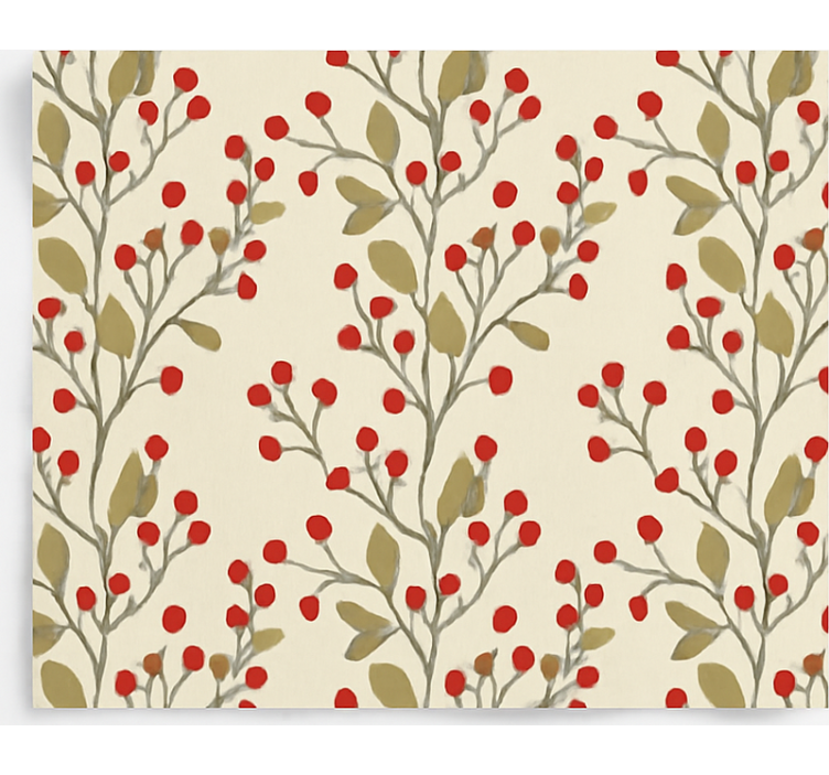 Berries floral leaves wallpaper for dining area - TenStickers