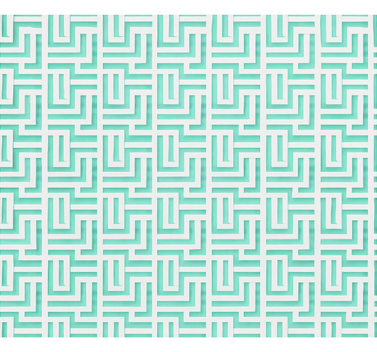 Blue geometric squares effect wallpaper for dining area - TenStickers