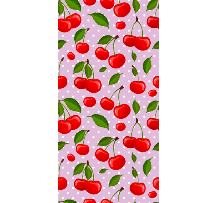 Wallpaper for dining area with cherries and leaves - TenStickers