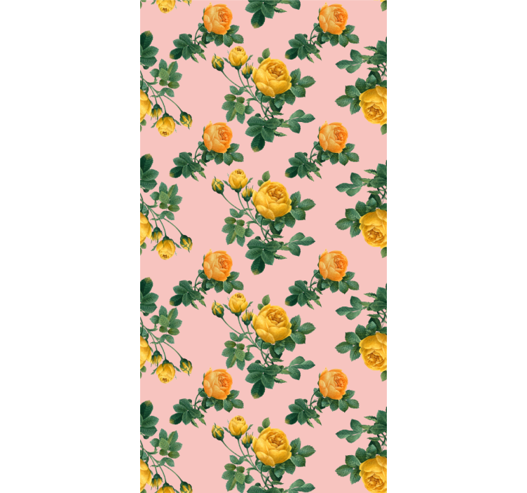 Wallpaper for dining area yellow roses pattern - TenStickers